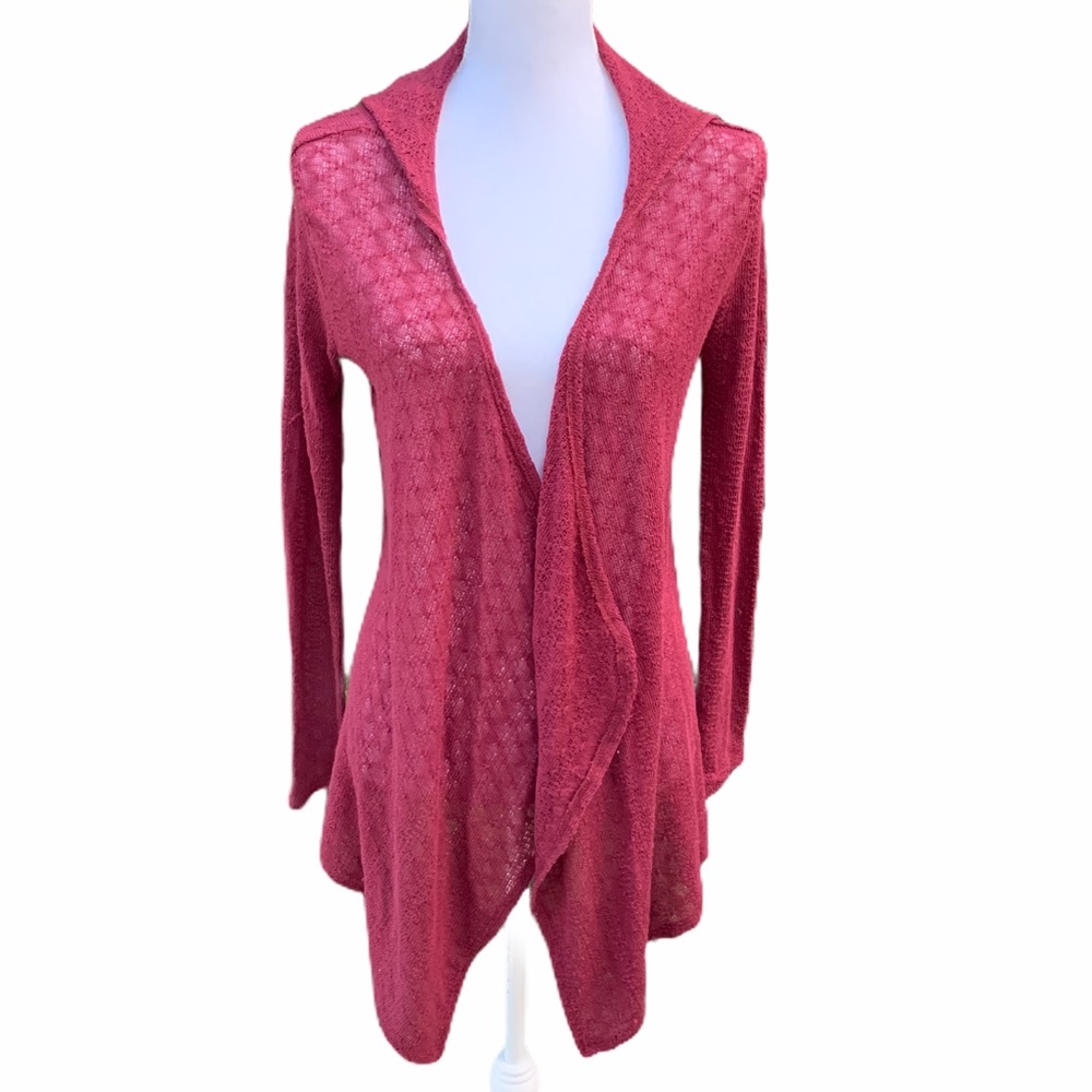 Volcom Open Front Cardigan Size Xs Dark Red - image 1